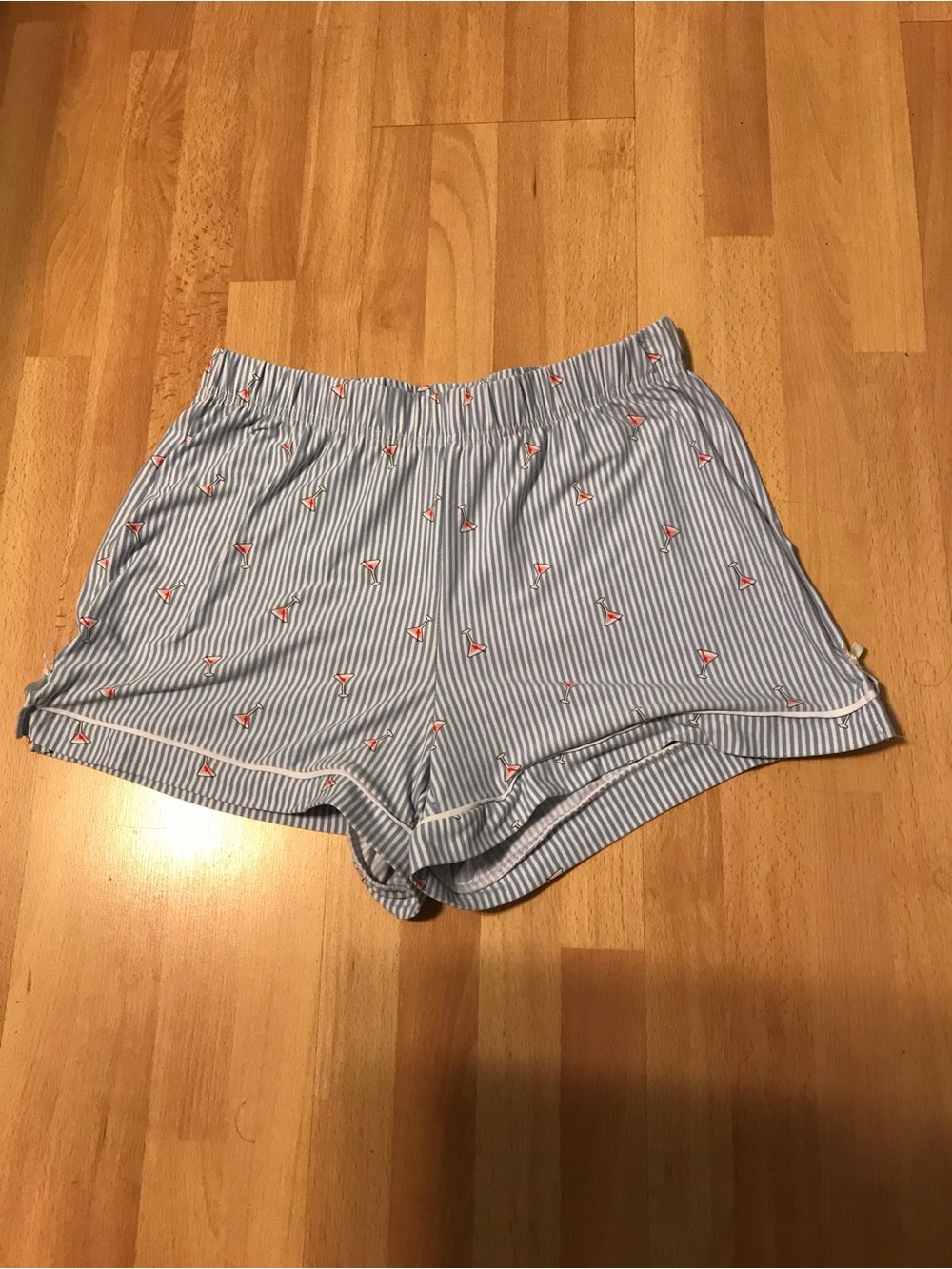 Wildfox Blue & White Striped Sleep Shorts with Red Sailboat Print